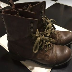 Brown combat boots